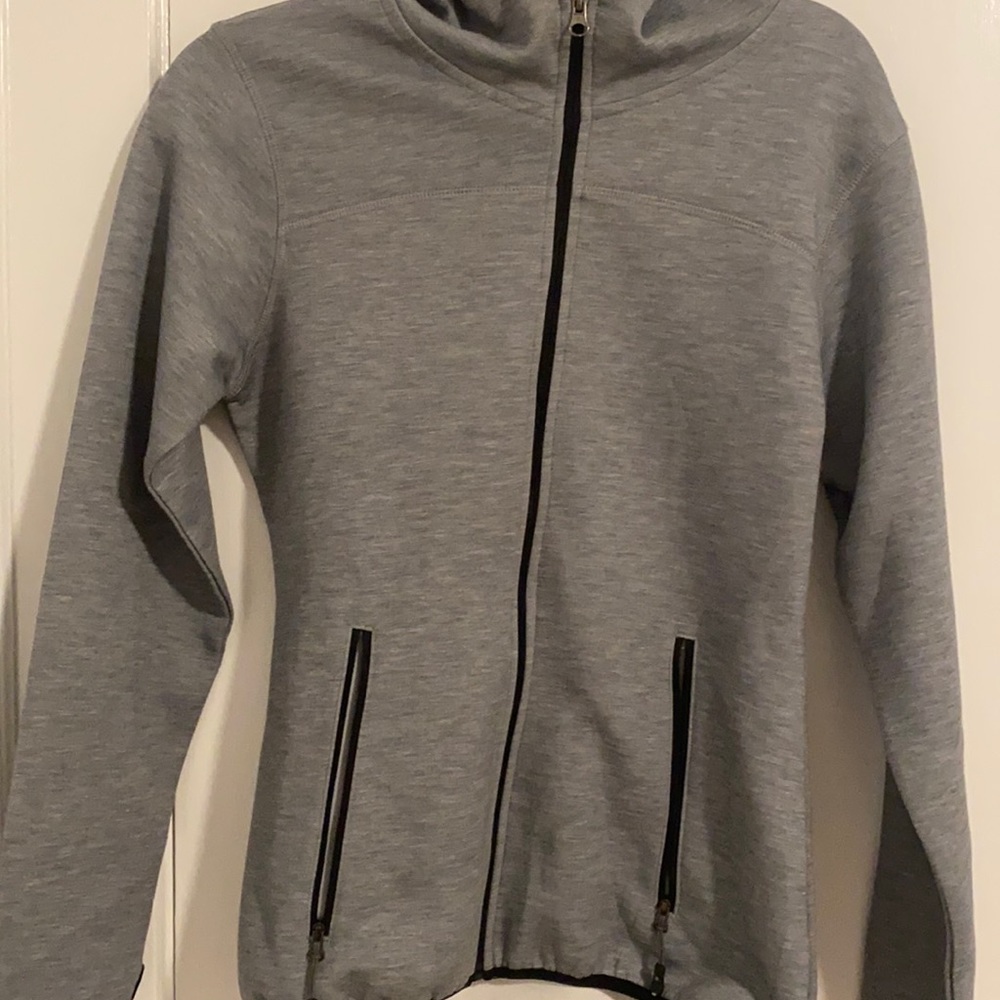 Hooded gray zip up sweatshirt